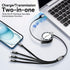 Multi Charging Cable 4A, 2Pack 4Ft Retractable 4 in 1 USB Cable with Type C/Micro USB Ports