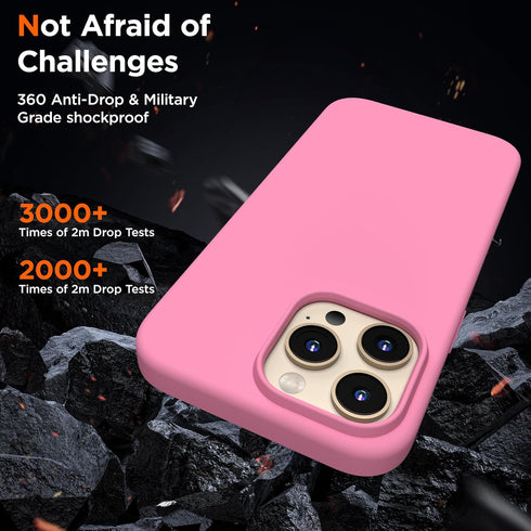 iPhone 13 Pro Max Case, Tender Pink Liquid Silicone, Slim Shockproof Design + 2X Screen Protectors, 6.7" Full Body