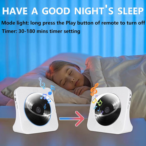 Portable CD Player for Home, Bluetooth CD Player with Speakers, FM Radio, Timer, AUX Jack, USB Input, LCD Screen