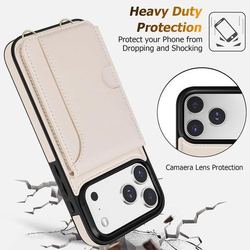 LOHASIC 17 4 1 for iPhone Pro Wallet Case with Strap, Detachable Crossbody Lanyard & Wrist Strap, RFID Blocking Card