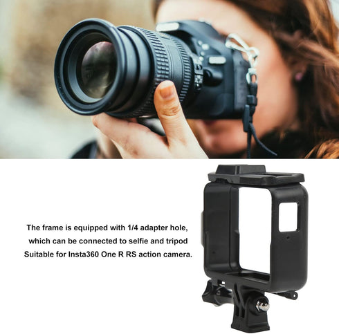 Fydun Action Camera Housing Frame Case ABS Protective Frame Mounting Bracket for Insta360 One R RS with Cold Shoe Housing Case Bracket Accessories