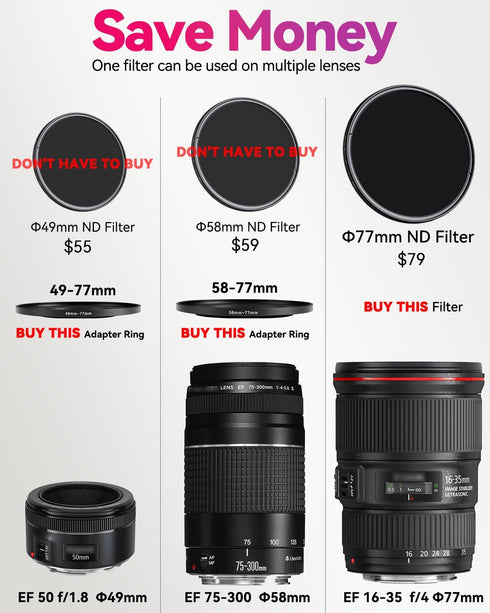 JOYTOLIN 43-46mm Metal Step-Up Ring Adapter Compatible with Mirrorless Cameras DSLR Lens, UV CPL ND Filter Thread