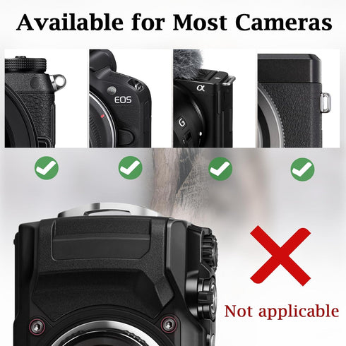 Camera Neck Strap Rope for Fujifilm X100VI, A6000, Canon EOS R6, Nikon Zf, Z5, Z30 - Black