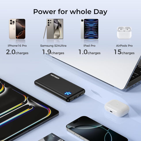 NOPBER 10000mAh 15W 16/15/14 Portable Charger Ultra Slim Power Bank Lightweight Pocket-Sized Design Output for iPhone