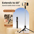 Briteroh 68", 3 360 Selfie Stick Tripod Extendable Selfie Pole with Removable Fill Light & Bluetooth Remote, Modes
