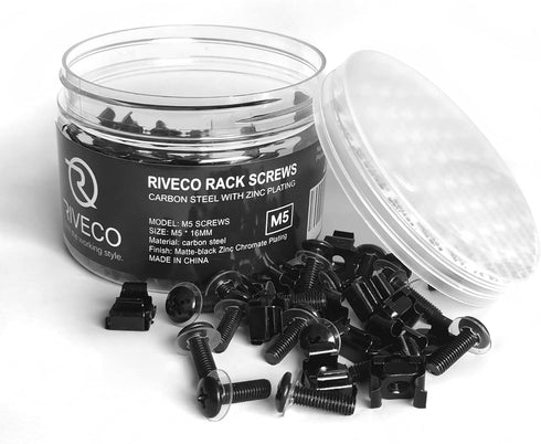 RIVECO M5 Rack Screws & Cage Nuts for Server Cabinets & Racks Mounting Network Equipment Clip Nuts 50 Sets Black by RIVECO