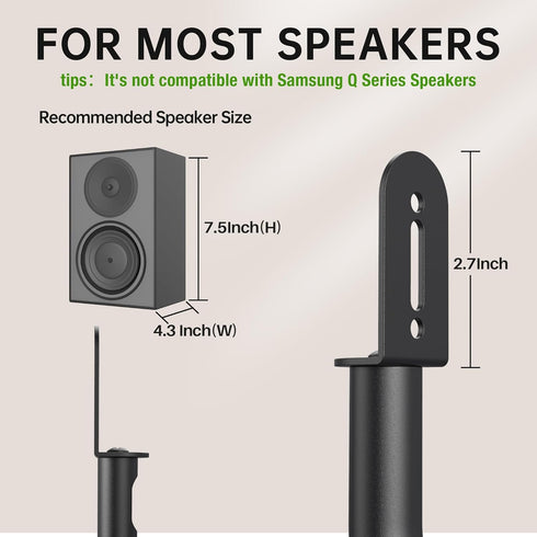 USX MOUNT Universal Speaker Stands, Height Adjustable 30.0" to 39.1" for Satellite & Small Bookshelf Speakers, 1 Pair
