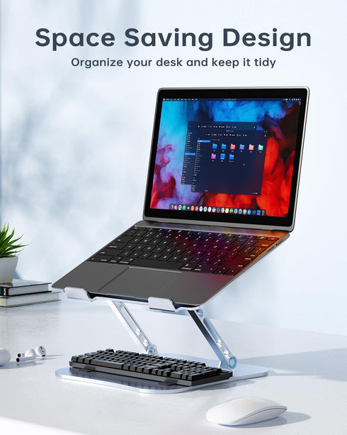 H&C(hcck&Cllassp) 11-17 inch Aluminum Laptop Stand for Desk, Foldable and Portable Laptop Riser, Adjustable Notebook