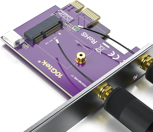 ipolex PCIE X1 to M.2/NGFF (A+E Key) WiFi Bluetooth Wireless Module Adapter Card with Dual-Band 2.4&5G 2X 5dBi Antenna
