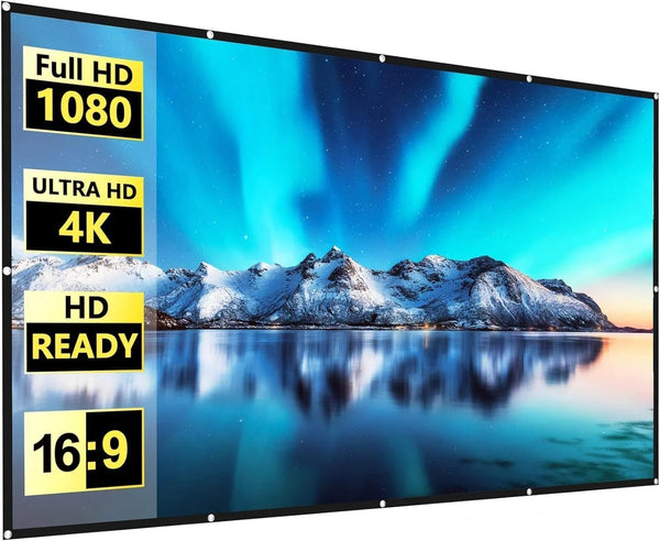 FUDONI Projector Screen 100 inch, Double Sided Outdoor Movie Screen 16:9 Foldable Washable,