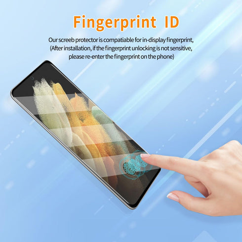 3 Pack Curved Tempered Glass Screen Protector for Samsung Galaxy S21 Ultra 5G (6.8 inch) - HD Clear, Fingerprint ID