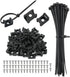 Saddle Type Mounts Base with 4.7inch Cable Ties, 50 Sets Black Cable Zip Ties and Wire Clips for Organization