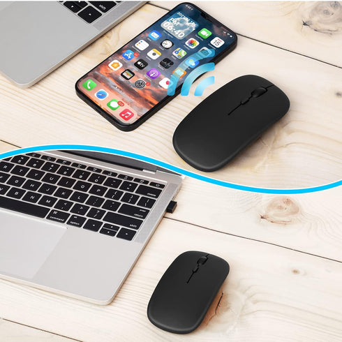 UrbanX 2.4GHz & Bluetooth Wireless Mouse, Rechargeable for Samsung Galaxy Tab S7, Laptop/PC/Mac/iPad Pro - Onyx Black