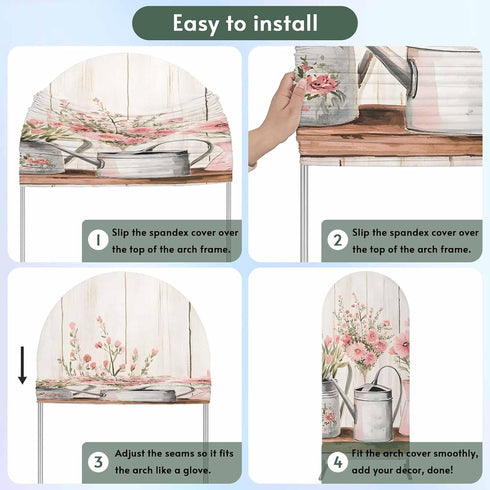 Jnbasdffb 7.2 Pink Spring Floral Wedding Arch Cover, Stretchy Spandex Arch Backdrop Stand Covers FT, Modern Oil Painted
