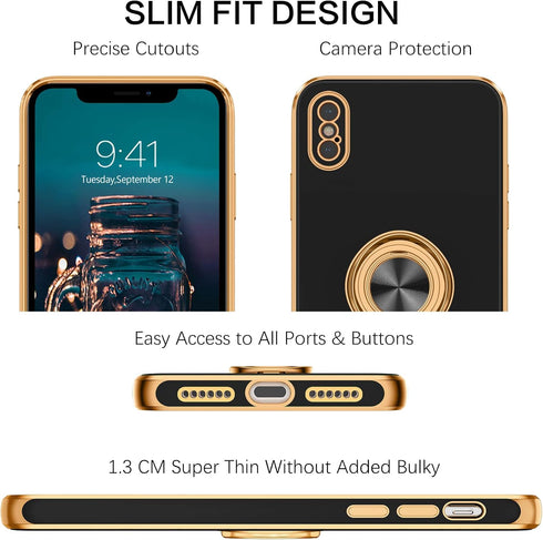 BENTOBEN iPhone Xs Case, Slim Fit Sparkly Kickstand Ring Holder Design, Shockproof Protection for iPhone Xs