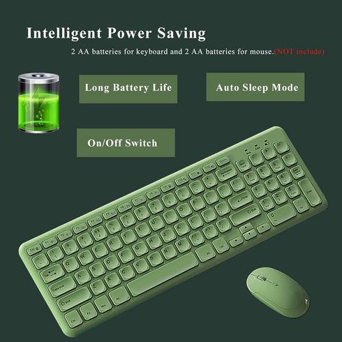 Wireless Keyboard and Mouse Combo, JieruiDeng 2.4Ghz USB Cordless Slim Silent Keyboard and Mouse Kit