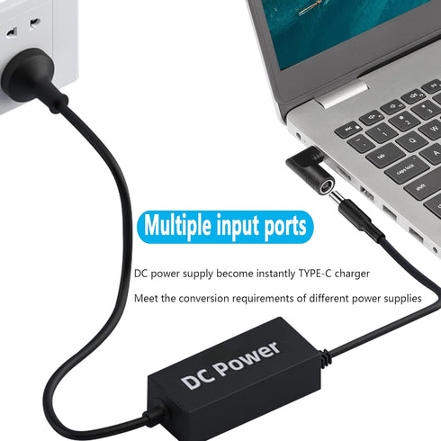 SinLoon 65W PD DC Adapter, 7.4mm x 5.0mm Female to USB Type C Male Power Charging Adapter, Black