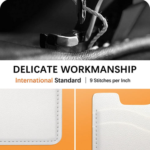 2-Pack White Leather Phone Wallet & Card Holder for iPhone & Samsung - Stretchy Back of Phone Credit Card Holder.