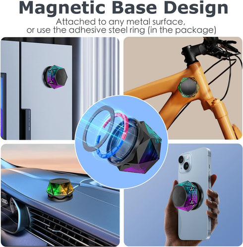 EGKimBa Magnetic Diamond Bluetooth Speaker, Small Wireless Speaker with Multi RGB Color Light Show, 2 Pieces