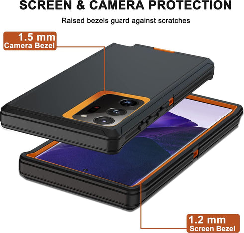 Galaxy Note 20 Ultra Case - Military Grade Heavy Duty Shockproof Cover with Belt Clip Holster & 2 Screen Protectors