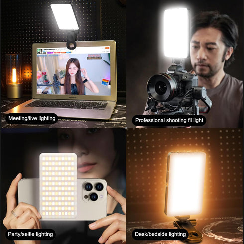 SEAEYES 160 3 Magnet Phone Light, LED Dual Side Selfie Light Compatible with iPhone Magsafe, Lighting Adjustment Modes