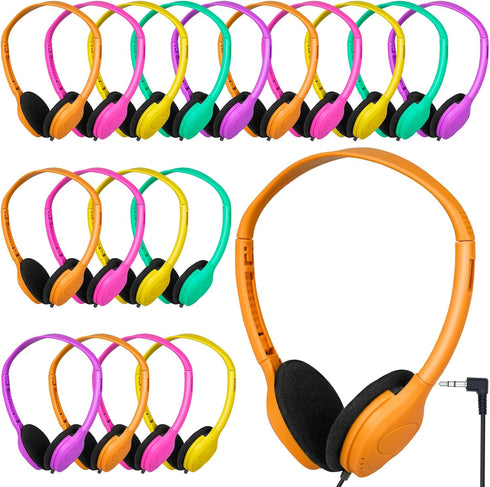 Class Set Headphones for Kids Students School Classroom 20 Pack Bulk Headphones