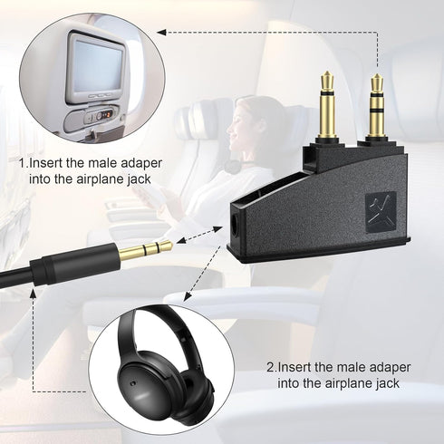 QC45 Airplane Headphone Adapter for Bose 700 QuietComfort 2 QC3 QC15 QC20 QC25 QC35 QC35ii NC700 SoundLink (2 Pack)