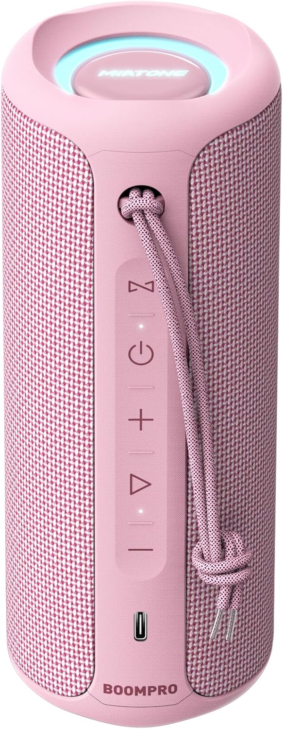 MIATONE Portable Bluetooth Speaker, 36W Stereo Sound, Bass Boost, Bluetooth 5.3, TWS Pairing, Pink