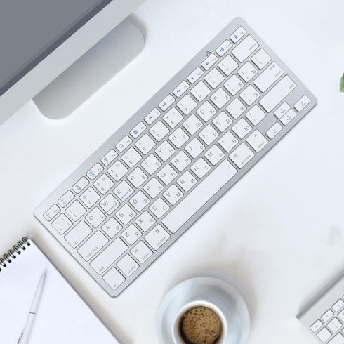 Silent Slim Bluetooth Keyboard for iOS, Android, Windows, Smart TV, and BT Devices (Russian)