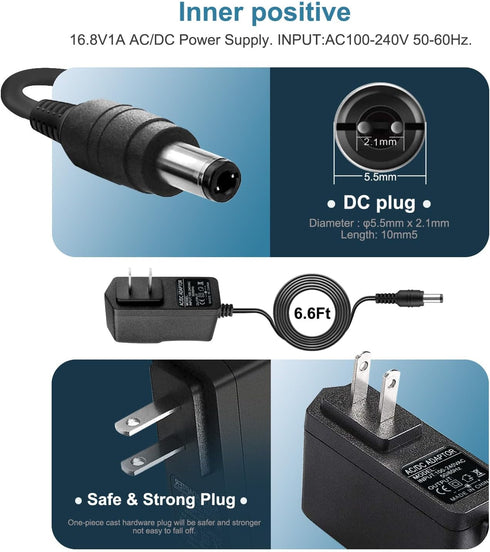 12.6V AC/DC Massage Gun Charger Adapter Compatible with Cholas KZD02, Tyiaus, JamGym, Helices, Headnote, Fantasy, Olski, Fylina, Valano J01, Sylphim,Neprock,Aquapro Power Supply Cord Cable(6.6Ft)