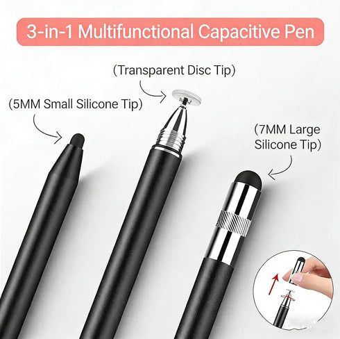 fllynewrite 3 IN1 10 11 3*Tips (3IN1-Black) AMZ Tablet Pen for Fire HD Stylus, Fire Max Pen, Fire Tablet Stylus Pen