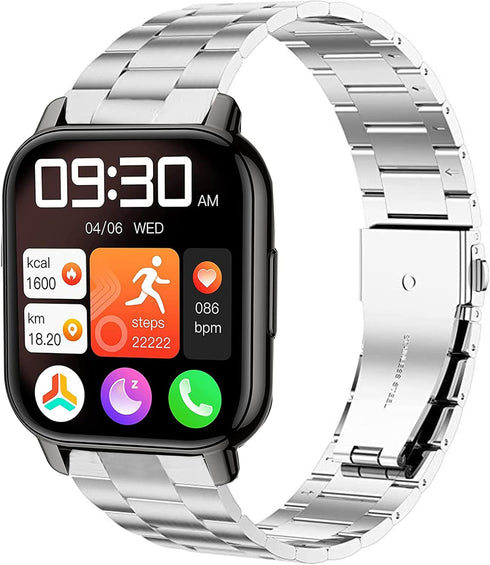 Lamshaw Stainless Steel Replacement Strap for Popglory 1.85 Smart Watch, Compatible with P66/LESHIDO Smart Watches