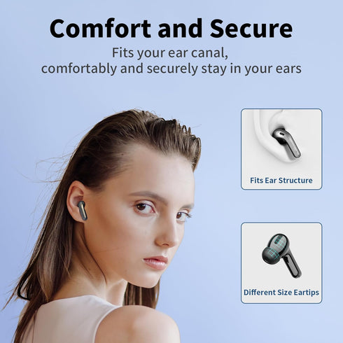TAGRY Bluetooth Headphones, True Wireless Earbuds with 60H Playback and LED Power Display, IPX5 Waterproof