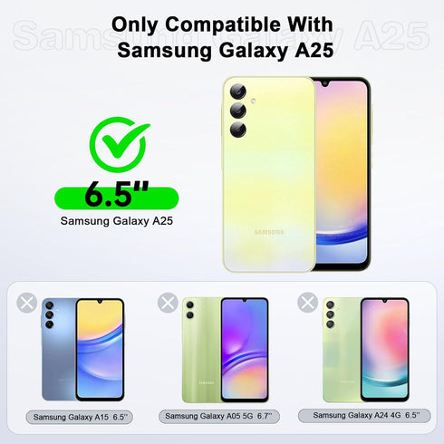 LeYi Shockproof Protective Anti-Scratch Phone Case for Galaxy A25 with 2 PCS Screen Protector (Green)