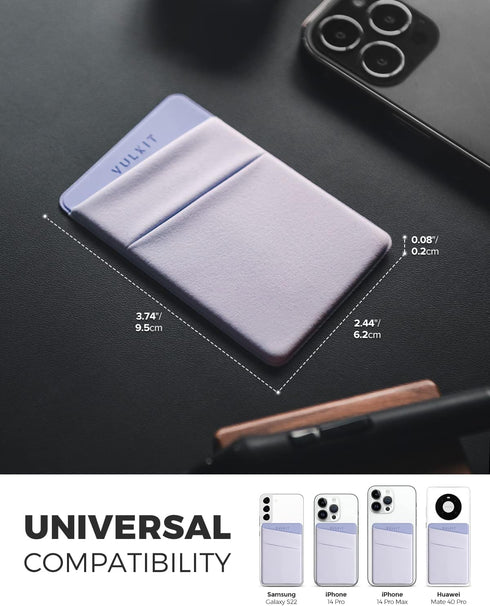 VULKIT Slim Elastic Adhesive Phone Wallet, Credit Card Sleeves Sticker for Back of Smartphone (Lilac)