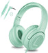 Kids Headphones for School, Toddler Wired with Microphone, Plug in Bulk for Boys and Girls 3+ Year Old Green