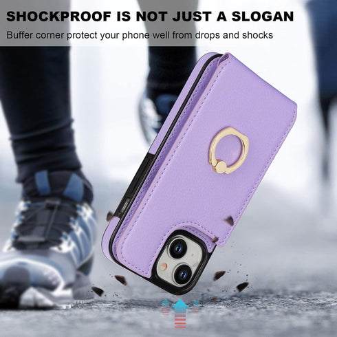 Folosu 15 360Rotation 6.1 Inch Compatible with iPhone Case Wallet with Card Holder, Finger Ring Holder Kickstand, RFID