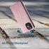 japezop iPhone 12 Mini Flip Case, Pink Leather, RFID Blocking, Card Holder, Slim Fit, Wireless Charging Compatible