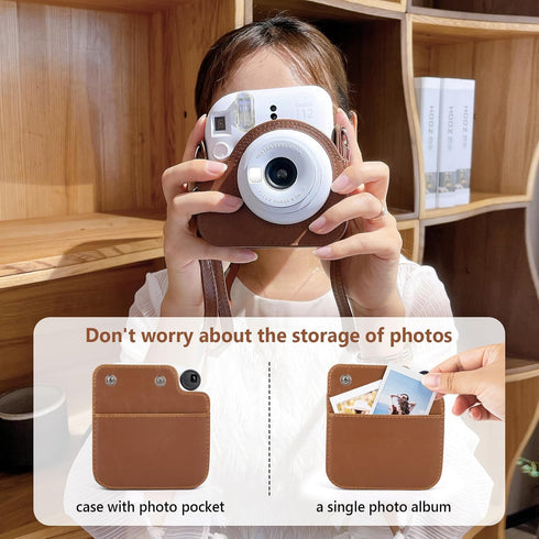 MUZIRI KINOKOO Fuji Mini 12 Case Album Combo, Compatible for Fujifilm Instax Mini 12, PU Leather Carrying Case
