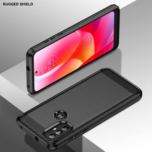 Fashion Flexible TPU Bumper Case for Moto G Power 2022 with HD Screen Protector (Black)