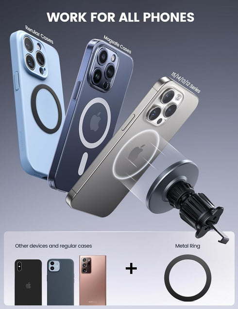 Lamicall MagSafe Car Mount - 20 Strong Magnets, Hands-Free Phone Holder for iPhone 15/14/13 Pro Max & All Phones.