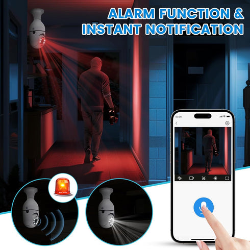 Light Bulb Security Camera, Ring 2.4G Hz WiFi Camera for Home Security with Spot Light, 24/7 Recording (2 x Light Bulb)