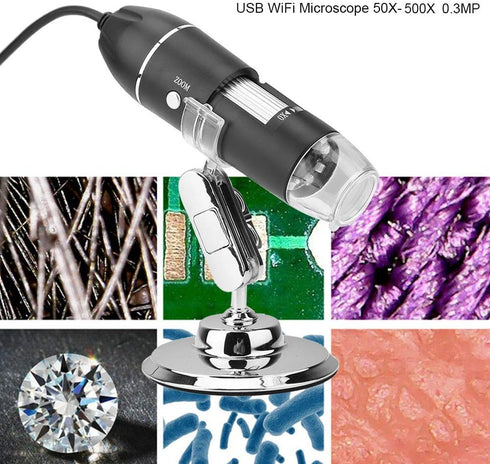 USB Microscope, 50X-500X 0.3MP LED Magnifier for Computer, Holder for Industrial PCB Checking, Jewelry Appraisal