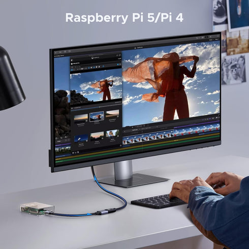 UGREEN 8K@60Hz 10K 4K@240Hz 2.1 3D Dolby 48Gbps, 5/Pi 500/Camera/Portable 0.8FT Micro HDMI to HDMI Adapter, Micro HDMI