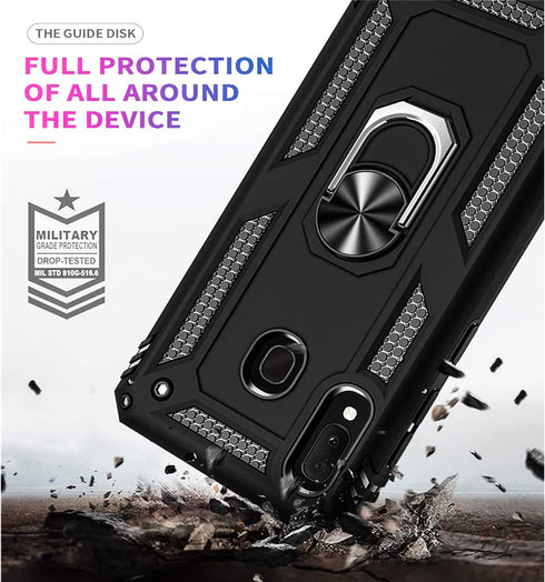 STARSHOP Compatible Samsung Galaxy A20 Phone Case with Tempered Glass Screen Protector, Military Grade Shockproof