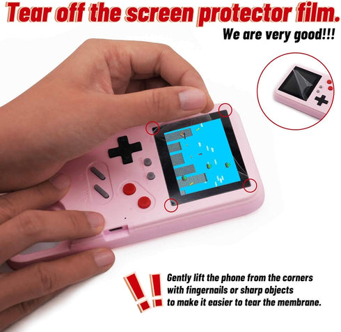 LucBuy Game Console Case for iPhone Xs MAX, Retro Protective Cover with 36 Small Games, Pink