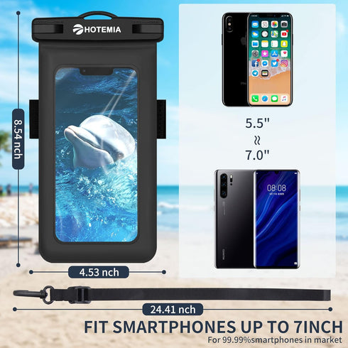 Waterproof Cell Phone Pouch Floating, Underwater Dry Bag with Neck Lanyard and Armband for iPhone Samsung Galaxy Up to