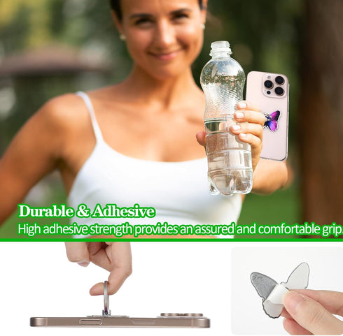 Ymapinc 3Pcs 360Rotation Butterfly Phone Ring Holder Colored Butterfly Shaped Cell Phone Grip Metal Cellphone Finger