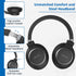 KVIDIO Active Noise Cancelling Headphones with Microphone, 65 Hours Playtime, Deep Bass, Hi-Fi Stereo Sound (Black)