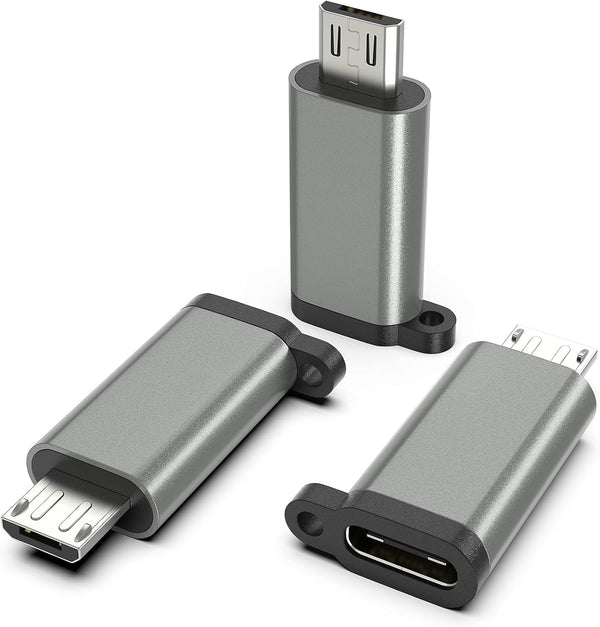 USB-C to Micro USB Adapter, 3-Pack USB Type C Female to Micro USB Male Converter for Samsung Galaxy S7 S6, Kindle, PS4